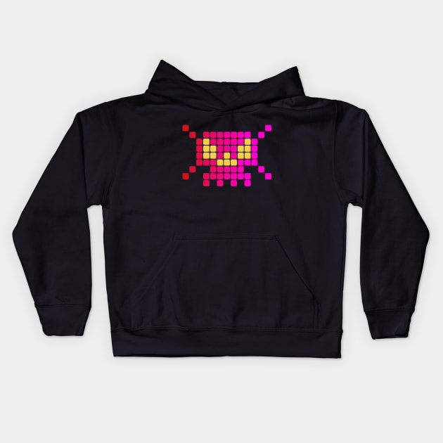 Pixel Skull (Warm Color) Kids Hoodie by Durvin